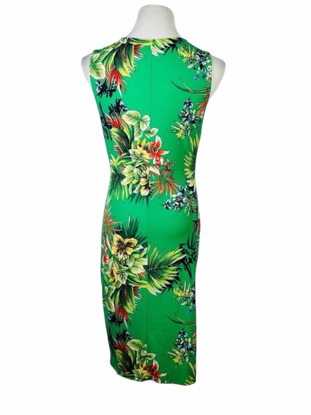 Forever 21 Green Tropical Floral Print Mock Wrap Dress - Size XL - Picture 5 of 15
